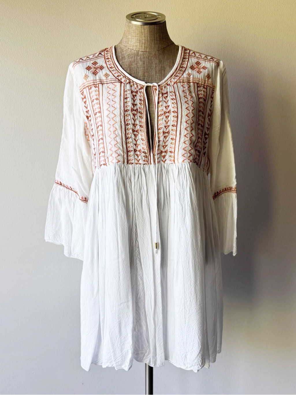 Melissa Odabash Natalia Boho White Embroidered Mini Dress